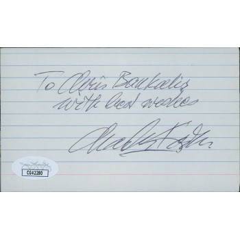 Charles Korvin Actor Signed 3x5 Index Card JSA Authenticated Personalized