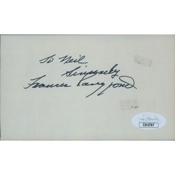 Frances Langford Actress Signed 3x5 Index Card JSA Authenticated Personalized