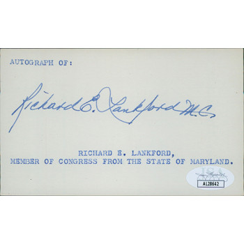 Richard Lankford Maryland Congressman Signed 3x5 Index Card JSA Authenticated
