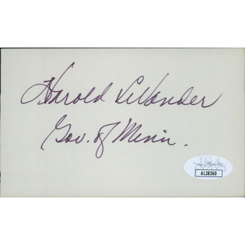 Harold LeVander Minnesota Governor Signed 3x5 Index Card JSA Authenticated