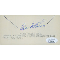 Clare Boothe Luce Writer Congresswoman Signed 2.5x5 Index Card JSA Authenticated Clare Boothe Luce Writer Congresswoman Signed 2.5x5 Index Card JSA Authenticated