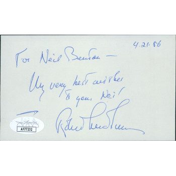 Robert Ludlum Novelist Signed 3x5 Index Card JSA Authenticated
