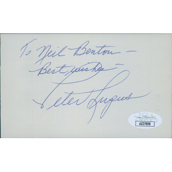 Peter Lupus Actor Bodybuilder Signed 3x5 Index Card JSA Authentic Personalized