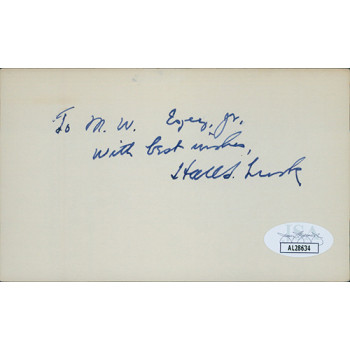 Hall Lusk Oregon Senator Signed 3x5 Index Card JSA Authenticated