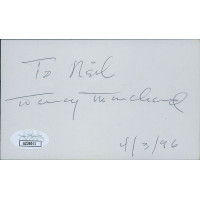 Nancy Marchand Actress Signed 3x5 Index Card JSA Authenticated Personalized