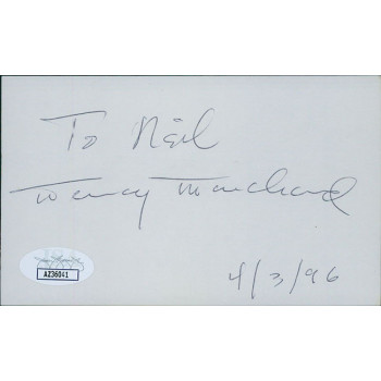 Nancy Marchand Actress Signed 3x5 Index Card JSA Authenticated Personalized