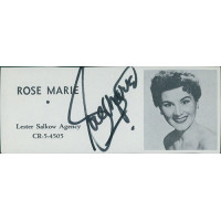 Rose Marie Actress Signed 2x4.5 Directory Cut JSA Authenticated Rose Marie Actress Signed 2x4.5 Directory Cut JSA Authenticated