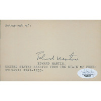 Edward Martin Pennsylvania Governor Senator Signed 3x5 Index Card JSA Authentic Edward Martin Pennsylvania Governor Senator Signed 3x5 Index Card JSA Authentic