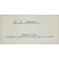 Herbert Maw Utah Governor Signed 2.5x5 Index Card JSA Authenticated Herbert Maw Utah Governor Signed 2.5x5 Index Card JSA Authenticated