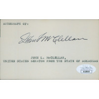 John McClellan Arkansas Senator Signed 3x5 Index Card JSA Authenticated