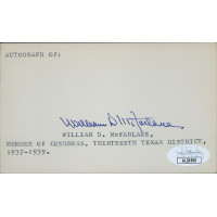 William McFarlane Texas Congressman Signed 3x5 Index Card JSA Authenticated William McFarlane Texas Congressman Signed 3x5 Index Card JSA Authenticated