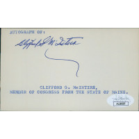 Clifford McIntire Maine Congressman Signed 3x5 Index Card JSA Authenticated Clifford McIntire Maine Congressman Signed 3x5 Index Card JSA Authenticated