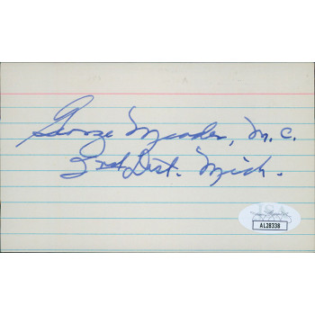 George Meader Michigan Congressmen Signed 3x5 Index Card JSA Authenticated
