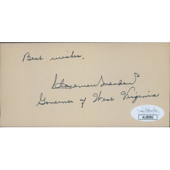 Clarence Meadows West Virginia Governor Signed 2.5x5 Index Card JSA Authentic