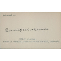 Earl Michener Michigan Congressman Signed 3x5 Index Card JSA Authenticated Earl Michener Michigan Congressman Signed 3x5 Index Card JSA Authenticated