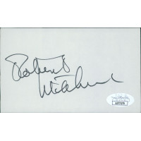 Robert Mitchum Actor Signed 3x5 Index Card JSA Authenticated Robert Mitchum Actor Signed 3x5 Index Card JSA Authenticated