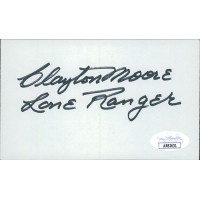 Clayton Moore Lone Ranger Actor Signed 3x5 Index Card JSA Authenticated Clayton Moore Lone Ranger Actor Signed 3x5 Index Card JSA Authenticated