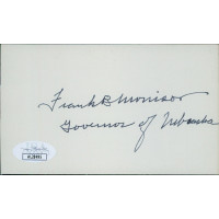 Frank B. Morrison Nebraska Governor Signed 3x5 Index Card JSA Authenticated Frank B. Morrison Nebraska Governor Signed 3x5 Index Card JSA Authenticated