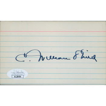 C. William O'Neill Ohio Governor Signed 3x5 Index Card JSA Authenticated