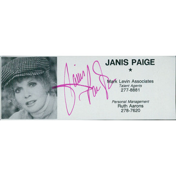 Janis Paige Actress Signed 2x4.5 Directory Cut JSA Authenticated