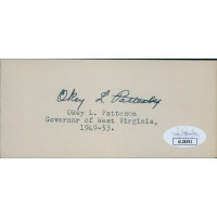 Okey Patteson West Virginia Governor Signed 2.25x5 Index Card JSA Authenticated Okey Patteson West Virginia Governor Signed 2.25x5 Index Card JSA Authenticated