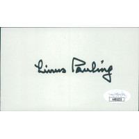 Linus Pauling Chemist Nobel Prize Winner Signed 3x5 Index Card JSA Authenticated Linus Pauling Chemist Nobel Prize Winner Signed 3x5 Index Card JSA Authenticated