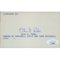 Otis Pike New York Congressmen Signed 3x5 Index Card JSA Authenticated Otis Pike New York Congressmen Signed 3x5 Index Card JSA Authenticated
