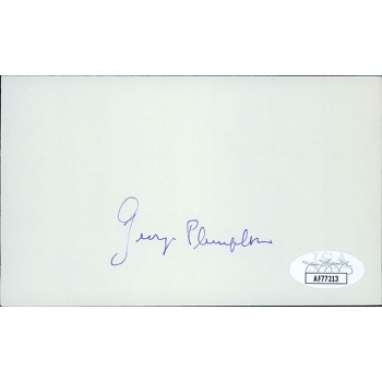 George Plimpton Journalist Writer Signed 3x5 Index Card JSA Authenticated