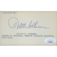 Walter Ploeser Missouri Congressmen Signed 3x5 Index Card JSA Authenticated