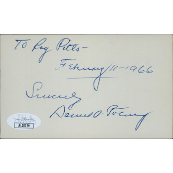 Daniel A. Poling Clergyman Signed 3x5 Index Card JSA Authenticated