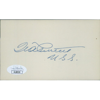 William Purtell Connecticut Senator Signed 3x5 Index Card JSA Authenticated