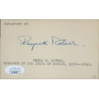 Payne Ratner Kansas Governor Senator Signed 3x5 Index Card JSA Authenticated Payne Ratner Kansas Governor Senator Signed 3x5 Index Card JSA Authenticated