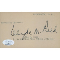 Clyde Reed Kansas Governor Senator Signed 3x5 Index Card JSA Authenticated Clyde Reed Kansas Governor Senator Signed 3x5 Index Card JSA Authenticated