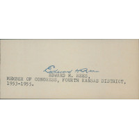 Edward Rees Kansas Congressman Signed 2x5 Index Card JSA Authenticated Edward Rees Kansas Congressman Signed 2x5 Index Card JSA Authenticated