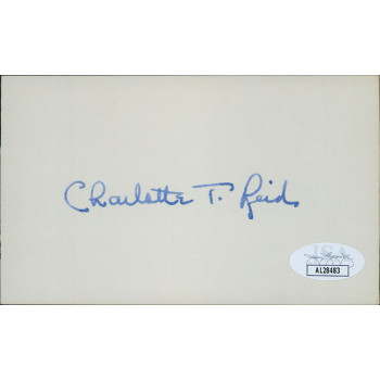 Charlotte Reid Illinois Congresswoman Signed 3x5 Index Card JSA Authenticated