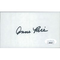 Anne Rice Author Writer Signed 3x5 Index Card JSA Authenticated