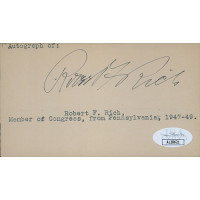 Robert F. Rich Pennsylvania Congressman Signed 2.75x5 Index Card JSA Authentic Robert F. Rich Pennsylvania Congressman Signed 2.75x5 Index Card JSA Authentic