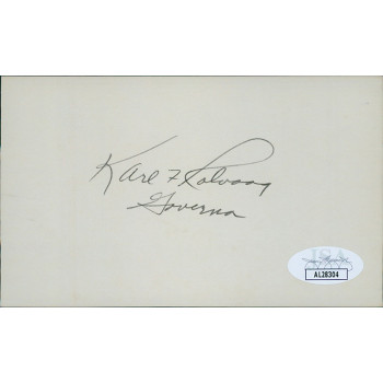 Karl Rolvaag Minnesota Governor Signed 3x5 Index Card JSA Authenticated
