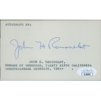 John Rousselot California Congressmen Signed 3x5 Index Card JSA Authenticated
