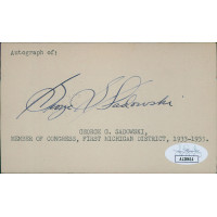 George Sadowski Michigan Congressman Signed 3x5 Index Card JSA Authenticated George Sadowski Michigan Congressman Signed 3x5 Index Card JSA Authenticated