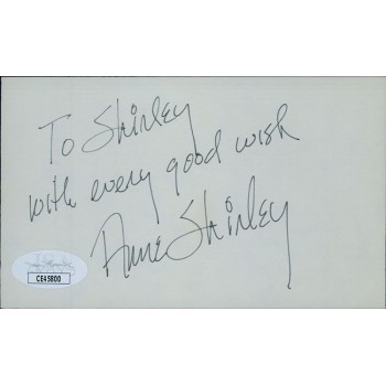 Anne Shirley Actress Signed 3x5 Index Card JSA Authenticated Personalized
