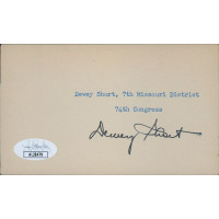 Dewey Short Missouri Congressman Signed 3x5 Index Card JSA Authenticated Dewey Short Missouri Congressman Signed 3x5 Index Card JSA Authenticated