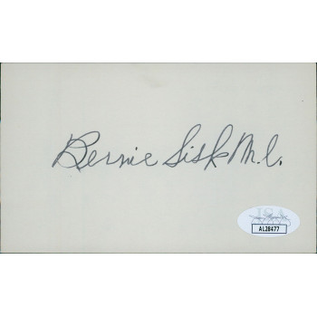 Bernie B. F. Sisk California Congressman Signed 3x5 Index Card JSA Authenticated