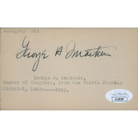 George Smathers Florida Congressmen Senator Signed 3x5 Index Card JSA Authentic George Smathers Florida Congressmen Senator Signed 3x5 Index Card JSA Authentic