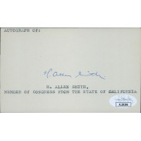 H. Allen Smith California Congressmen Signed 3x5 Index Card JSA Authenticated H. Allen Smith California Congressmen Signed 3x5 Index Card JSA Authenticated