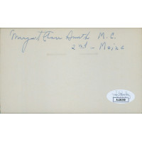 Margaret Chase Smith Congressmen Senator Signed 3x5 Index Card JSA Authenticated Margaret Chase Smith Congressmen Senator Signed 3x5 Index Card JSA Authenticated