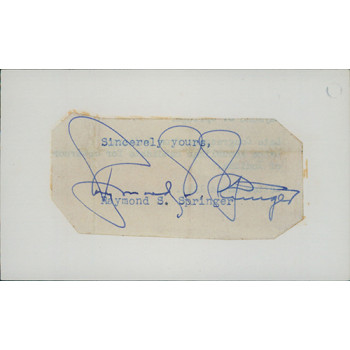 Raymond Springer Indiana Congressman Signed 3x5 Index Card JSA Authenticated Raymond Springer Indiana Congressman Signed 3x5 Index Card JSA Authenticated