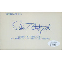 Robert Stafford Vermont Governor Senator Signed 3x5 Index Card JSA Authenticated Robert Stafford Vermont Governor Senator Signed 3x5 Index Card JSA Authenticated