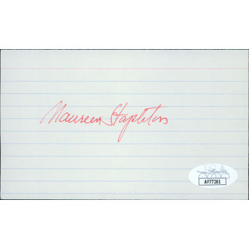 Maureen Stapleton Actress Signed 3x5 Index Card JSA Authenticated