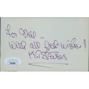 K.T. Stevens Actress Signed 3x5 Index Card JSA Authenticated Personalized